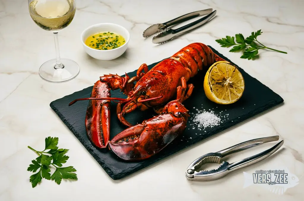 Gekookte kreeft met citroen en kruiden