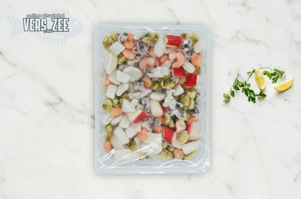 Gemengde zeevruchten in verpakking