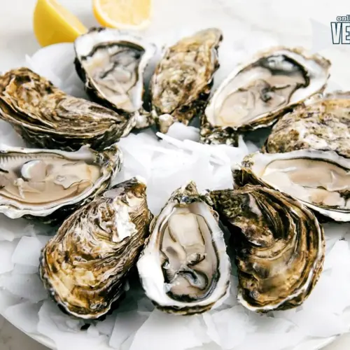 Verse oesters op een schaal