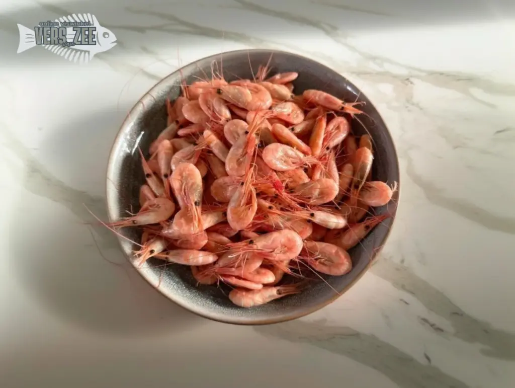 Bowl of fresh pink shrimp